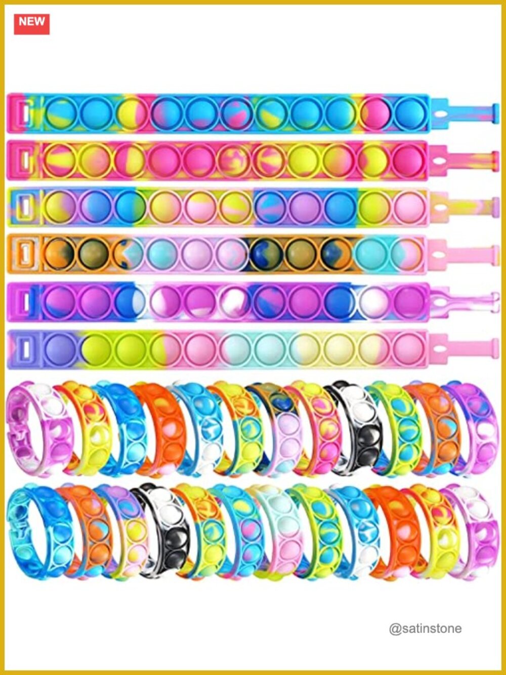 120 Pcs Pop Fidget Bracelets Sensory Toys Stress Relief Wristband